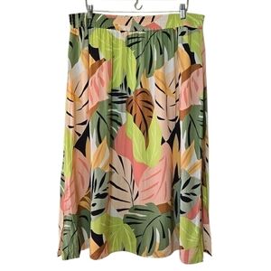 Tropical Vacation Pull On Midi Skirt XL Resortwear Boho